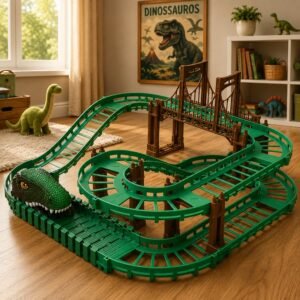 Pista Infantil de Dinossauros  com Carrinho Motorizados - Verde
