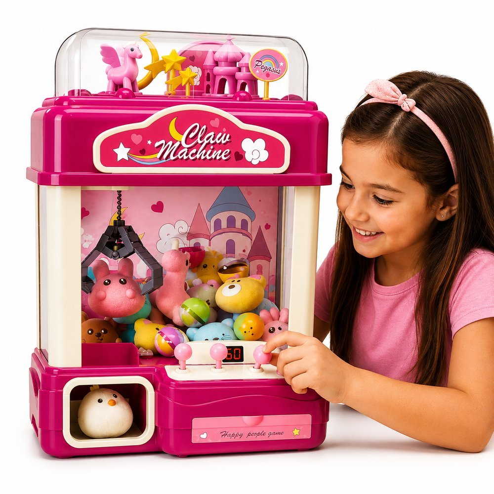 Máquina de Pegar Brinquedos Infantil Rosa com Luz e Música - Imagem 2