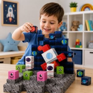 Bloco Magnético Educativo Tema Espacial 125 Peças