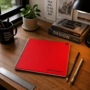 Caderno de Cartografia e Desenho Capa Lisa - Vermelho