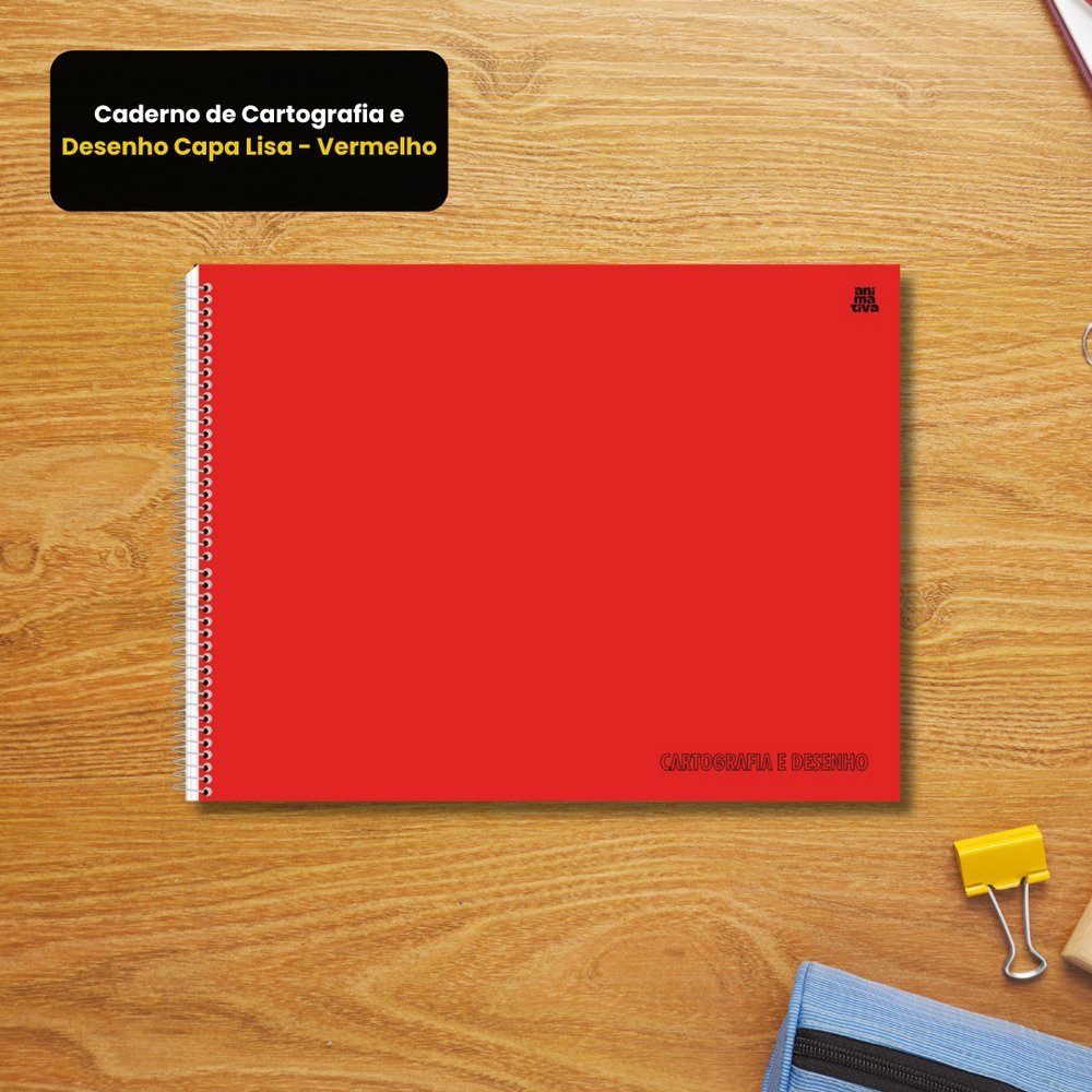 Caderno de Cartografia e Desenho Capa Lisa - Vermelho - Imagem 2
