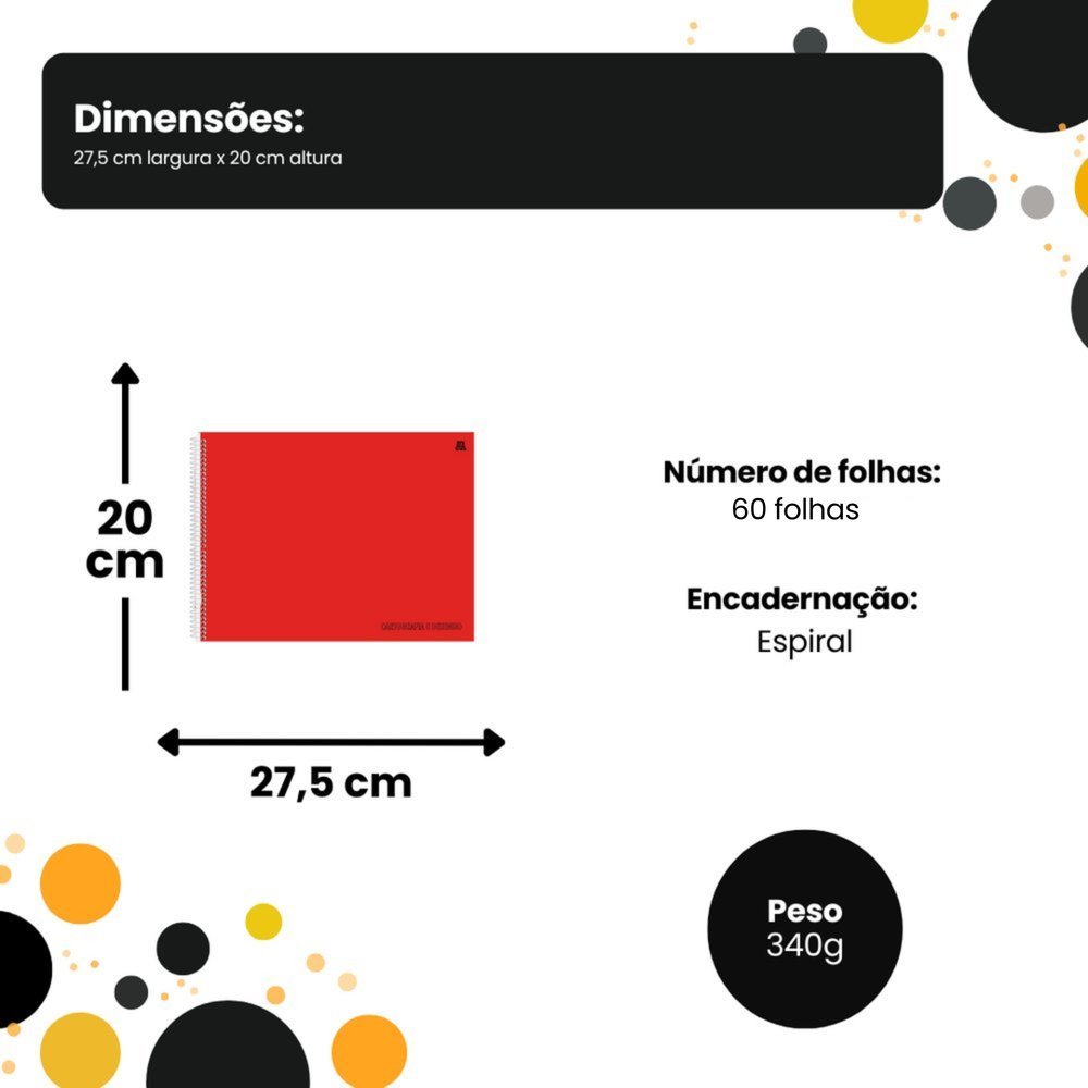 Caderno de Cartografia e Desenho Capa Lisa - Vermelho - Imagem 5