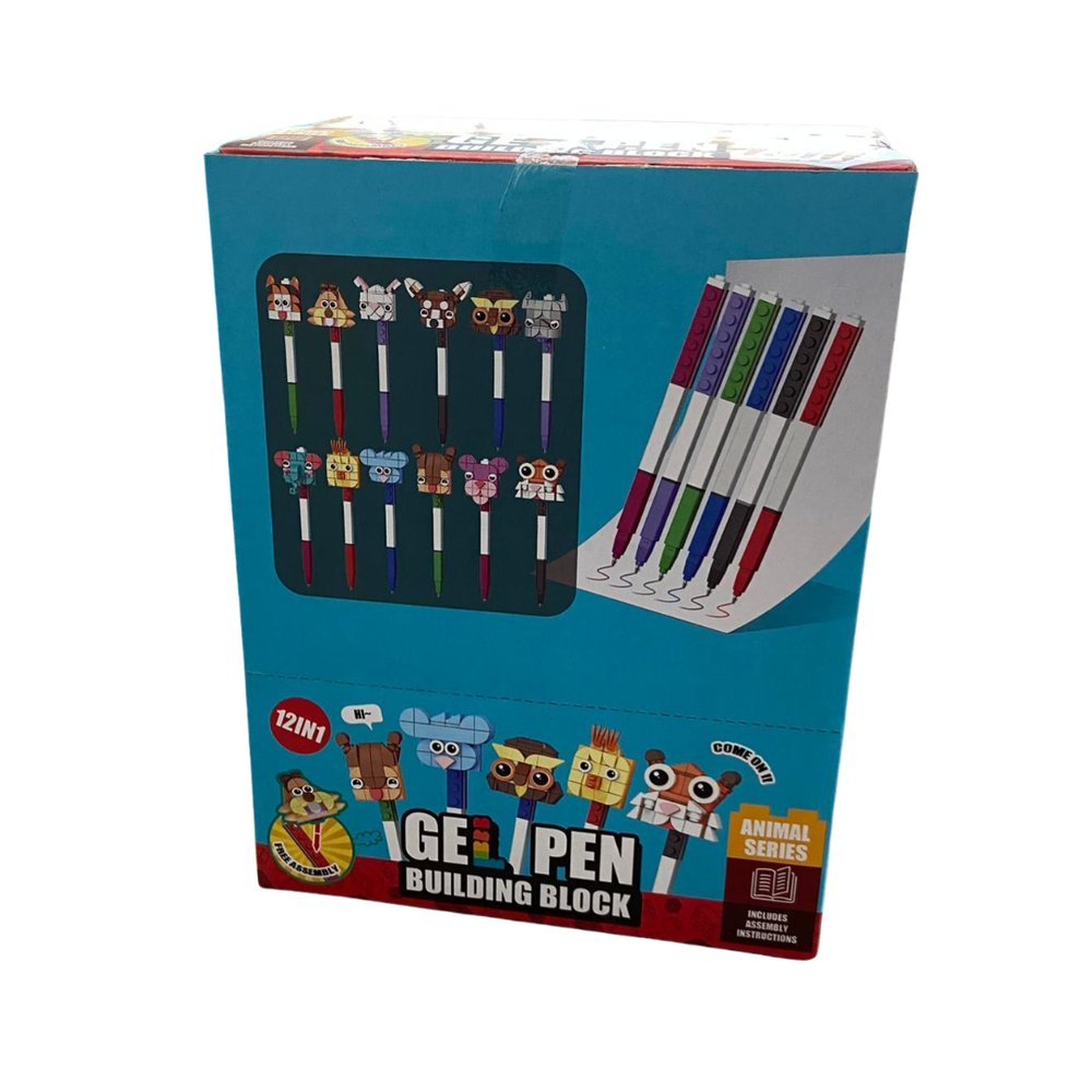 Kit 12 unidades Caneta Blocos coloridos para encaixe - Sortido - Imagem 3