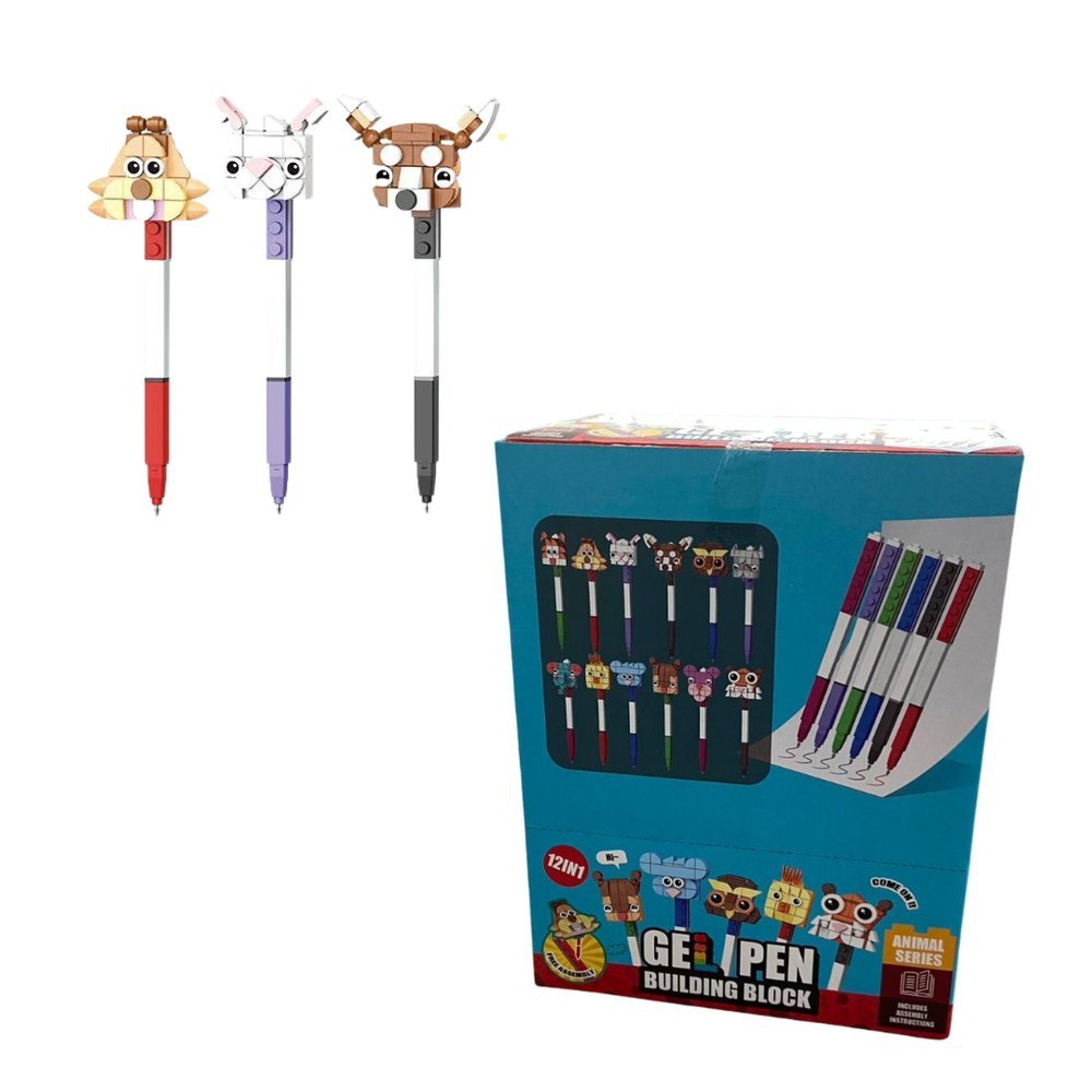 Kit 12 unidades Caneta Blocos coloridos para encaixe - Sortido - Imagem 5