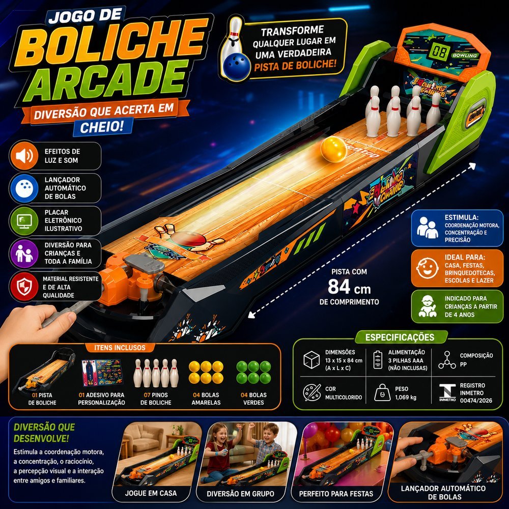 Jogo de Boliche Infantil Estilo Arcade - Imagem 2
