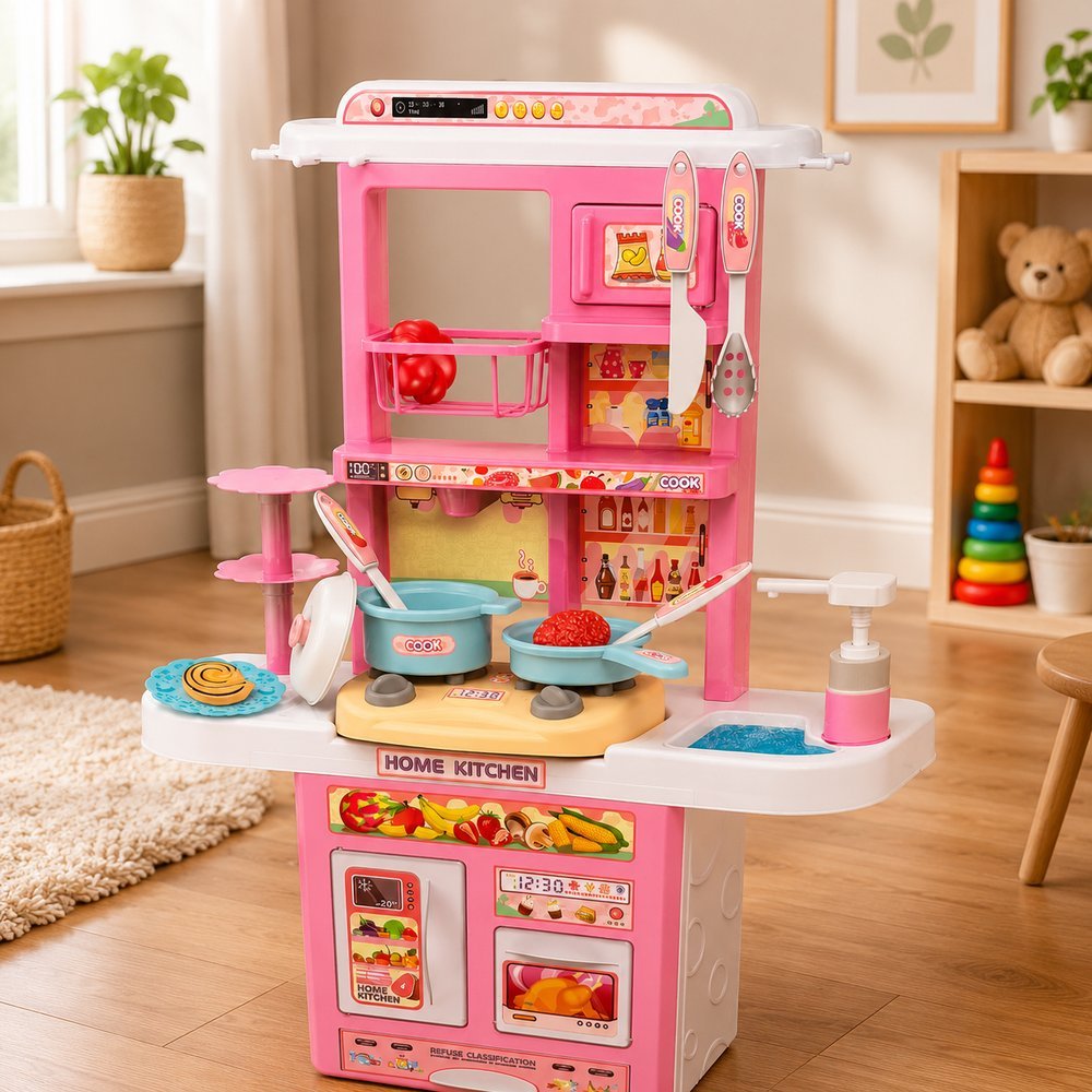 Cozinha infantil Com Luzes E som - Rosa - Imagem 4