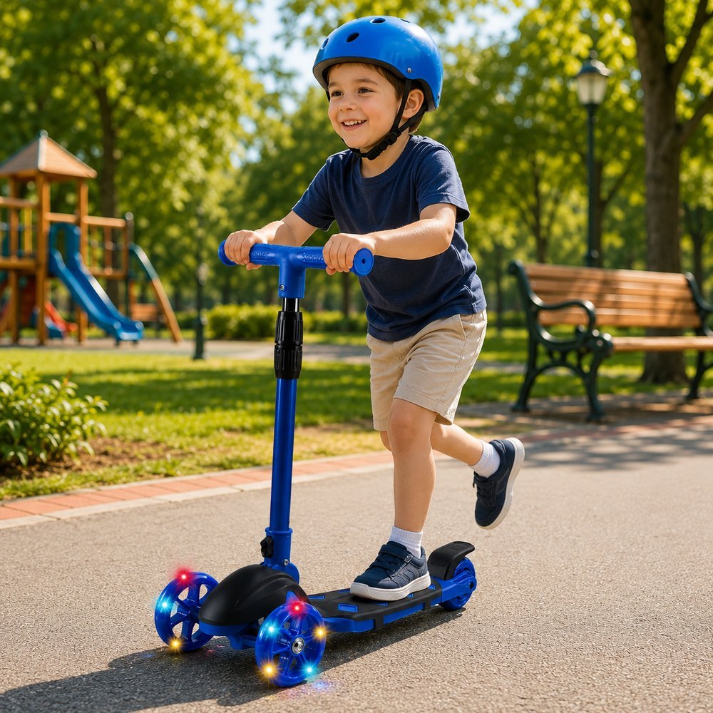 Patinete Infantil 3 Rodas e com Luz LED - Azul - Imagem 2