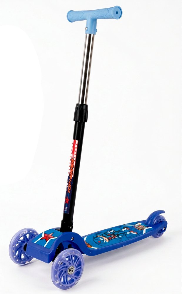 Patinete Herói Capitão Infantil 3 Rodas e com Luz LED - Azul