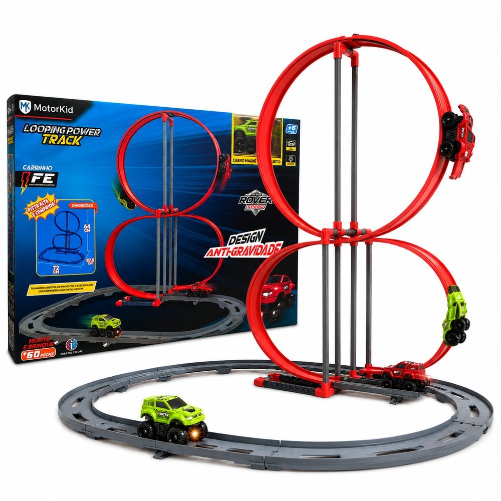 Pista Corrida Radical e carrinho elétrico magnético - Vermelho - Imagem 3