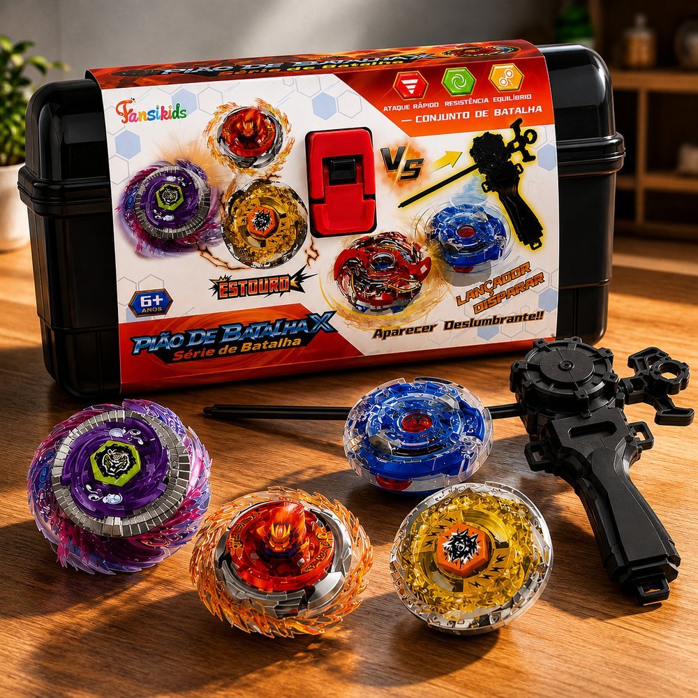 Kit 16 Piões com Lançadores - Imagem 3