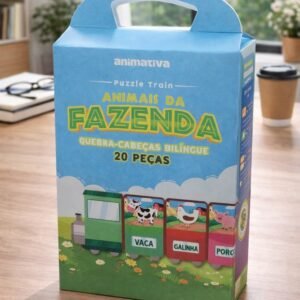 Quebra-Cabeça Bilíngue Animais da Fazenda 20 Peças