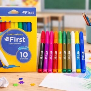 Conjunto 10 Canetinhas Hidrográficas Laváveis Coloridas Escolares